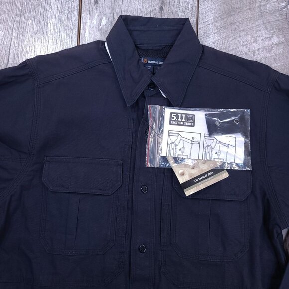 5.11 Tactical Shirt Mens XS Fire Blue Cotton Long Sleeve Pocket Vented Top - Picture 5 of 7